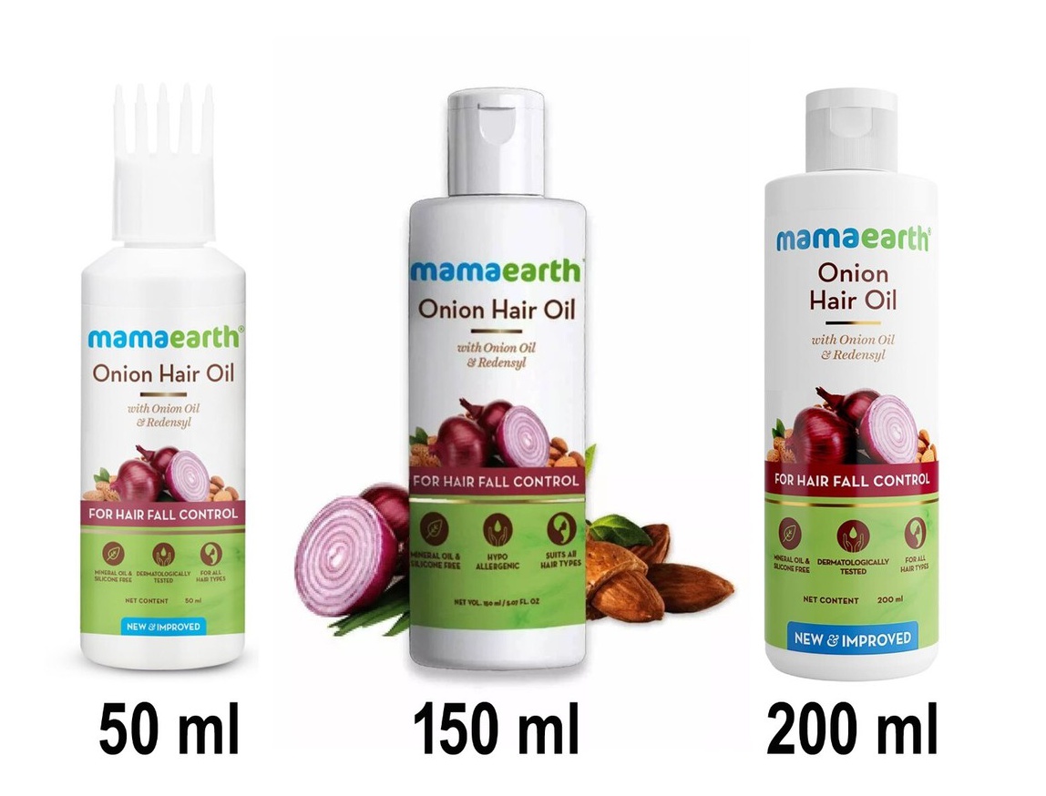 Mamaearth Onion Hair Oil With Onion Oil & Redensyl For Hair Fall Control | Boosts Hair Growth | Adds Strength & Shine