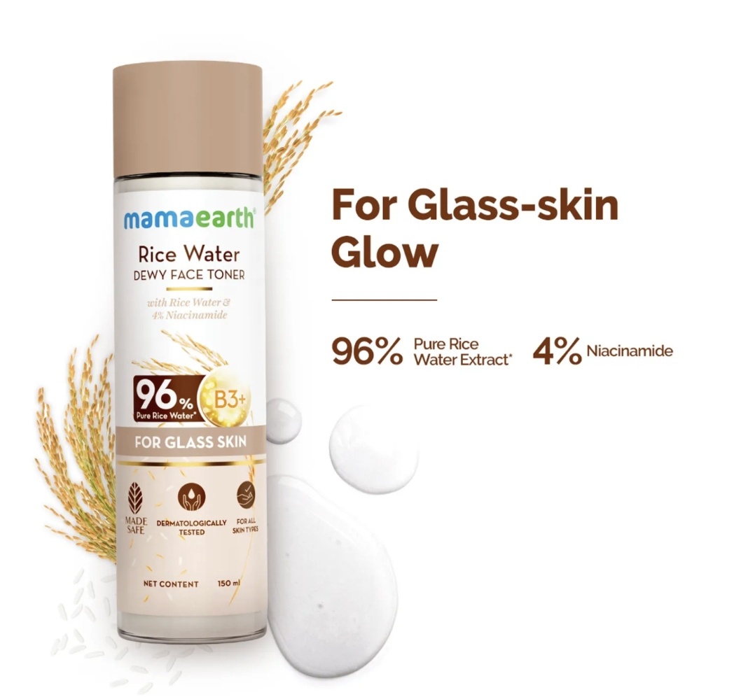 Mamaearth Rice Water Dewy Face Toner With Rice Water & 4% Niacinamide