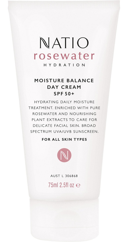 Natio Rosewater Hydration Moisture Balance Day Cream Spf 50+