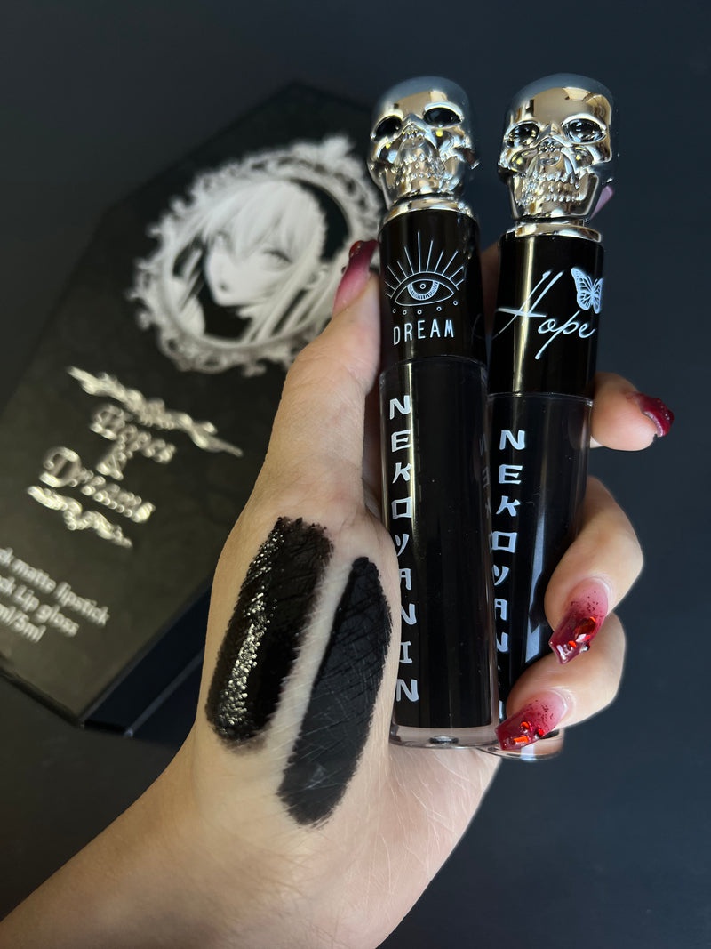 Nekoyanin Hopes And Dreams Black Liquid Lipstick And Lipgloss Duo