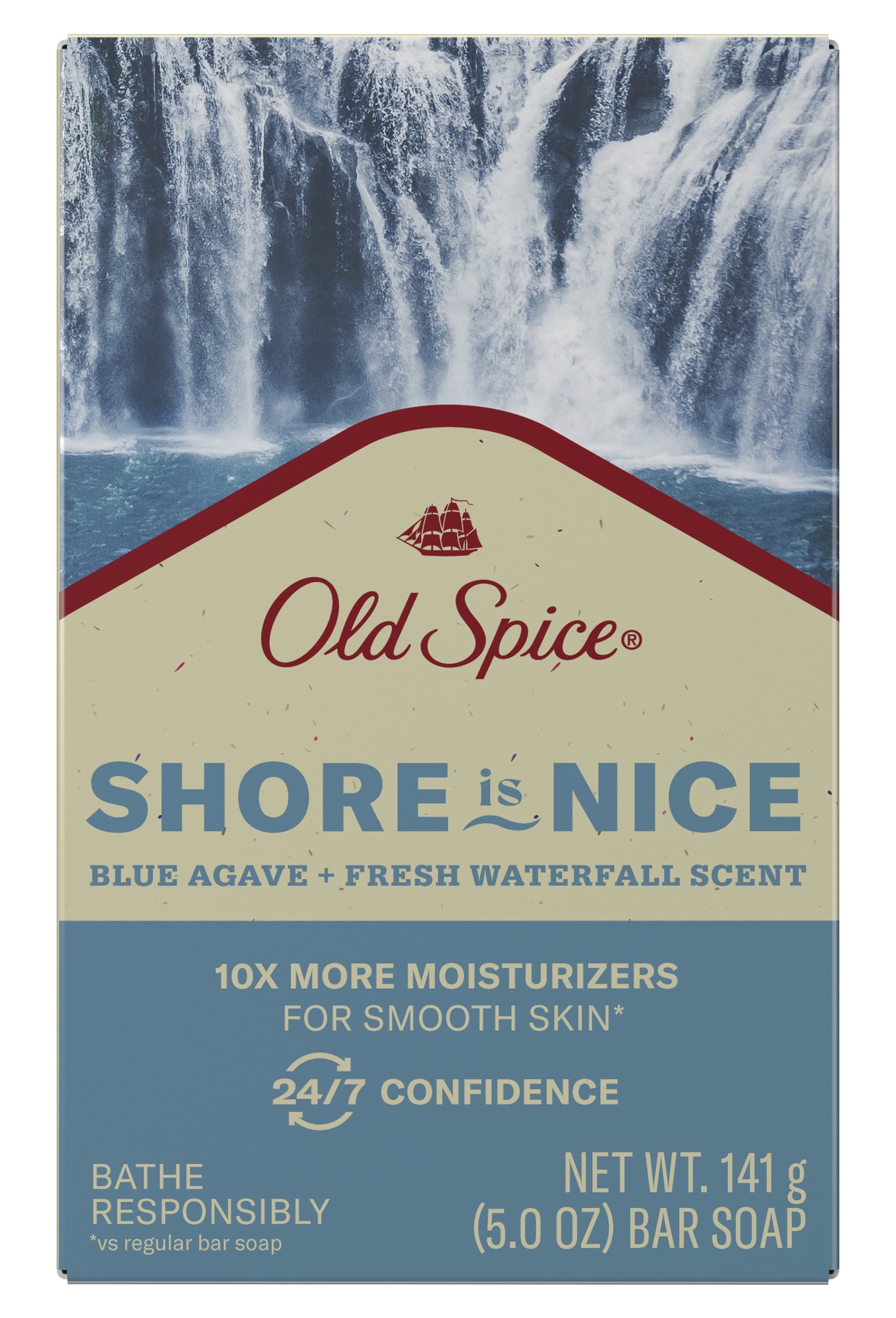 Old Spice Premium Bar Soap, Shore Is Nice Blue Agave + Fresh Waterfall Scent