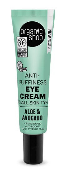 Organic Shop Anti-puffiness Eye Cream Aloe & Avocado | 30ml Contorno De Ojos Refrescante