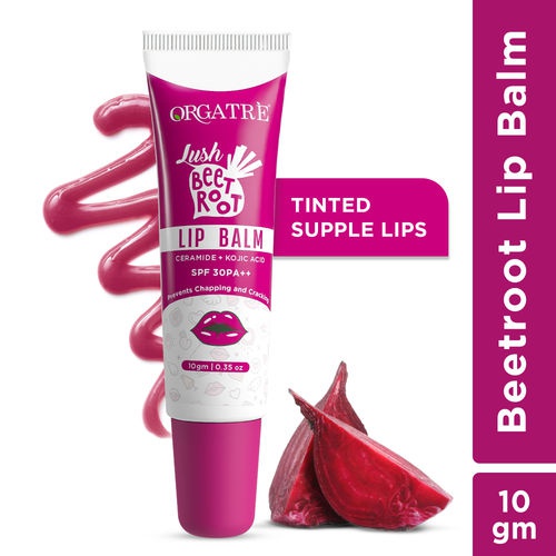 Orgatre Beetroot Tinted Lip Balm SPF 30 With Ceramide & Kojic Acid For Dark, Chapped Lip Beetroot