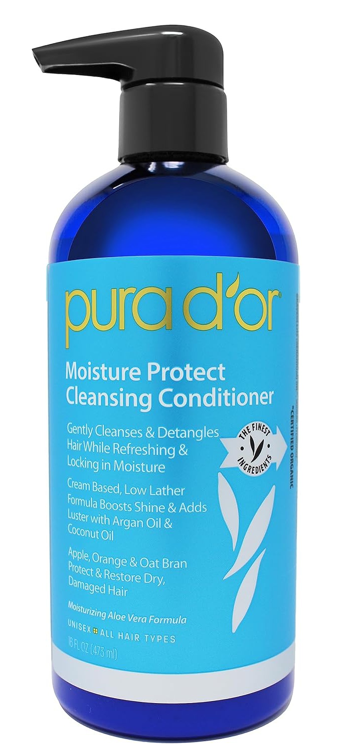 PURA D'OR Moisture Protect Cleansing Conditioner 160z Detangles & Restores Hair W/argan Oil, Lavender & Other Natural Ingredients