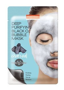 PUREDERM Deep Purifying Black O2 Bubble Sheet Mask Charcoal