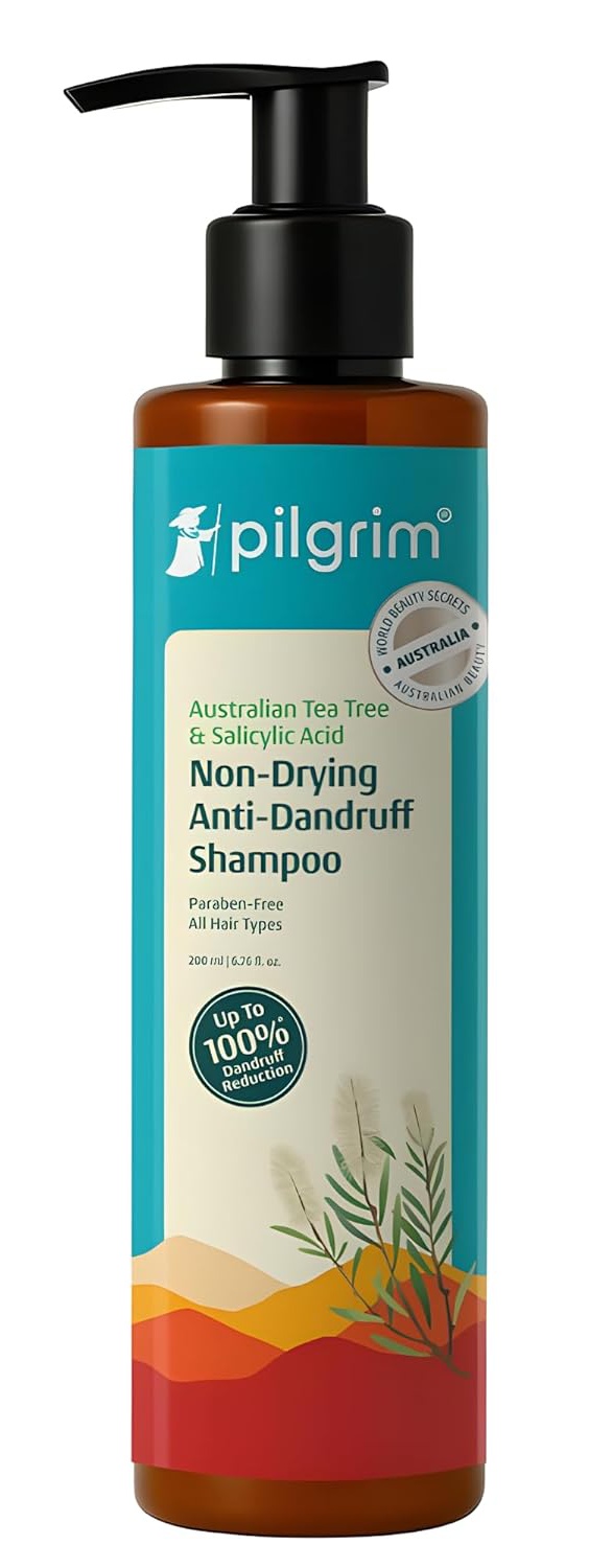 Pilgrim Anti-dandruff Shampoo With Australian Tea Tree & Salicylic Acid | Non-drying Itchy Scalp Treatment | Reduces Visible Flakes | Suitable For All Hair Types | 6.76 Fl Oz (200ml)