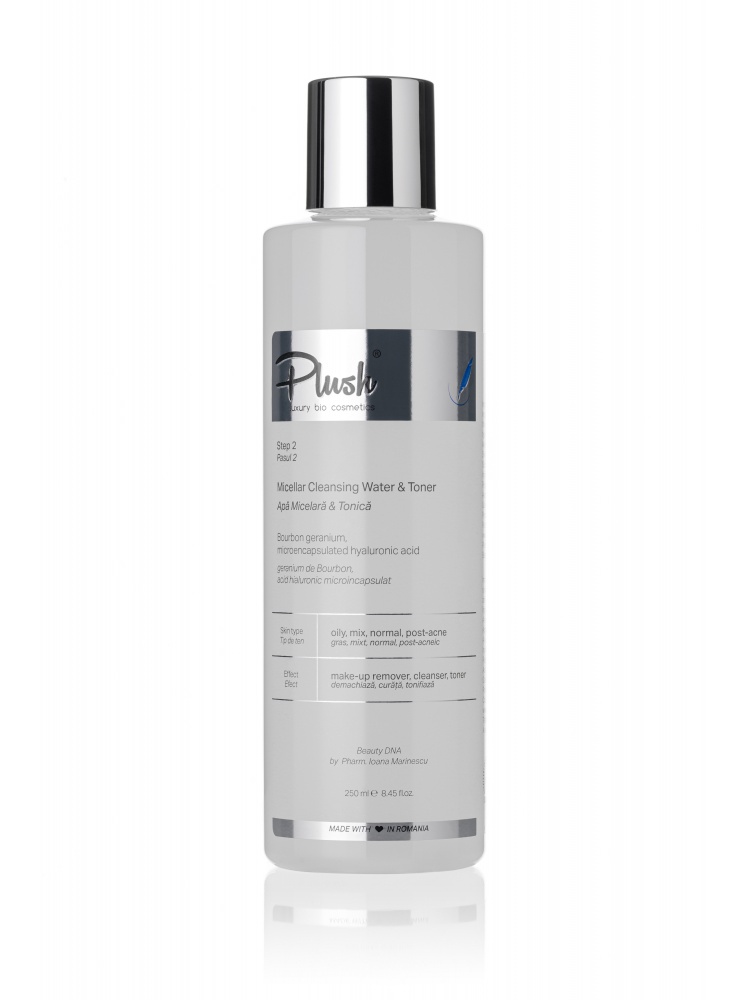 Plush Bio Micellar & Tonic Water With Bourbon Geranium And Microencapsulated Hyaluronic Acid