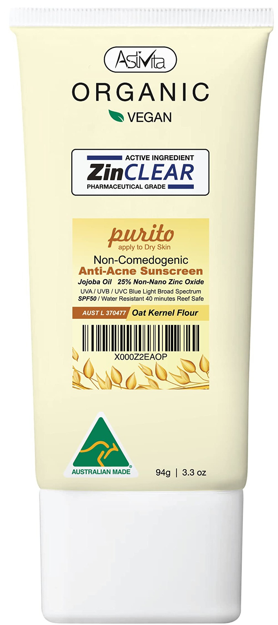 Purito Organic Non-comedogenic Anti-acne Zinc Sunscreen