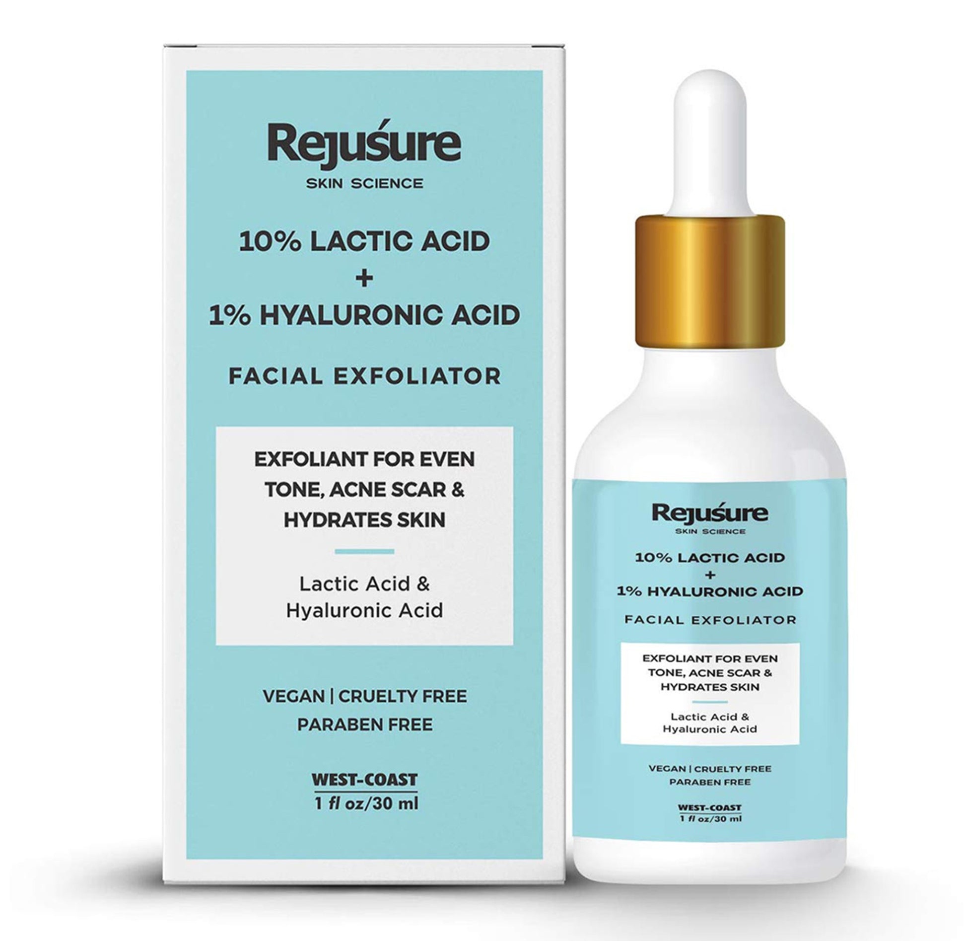 REJUSURE 10% Lactic Acid Serum: Face Exfoliator For Glowing Skin