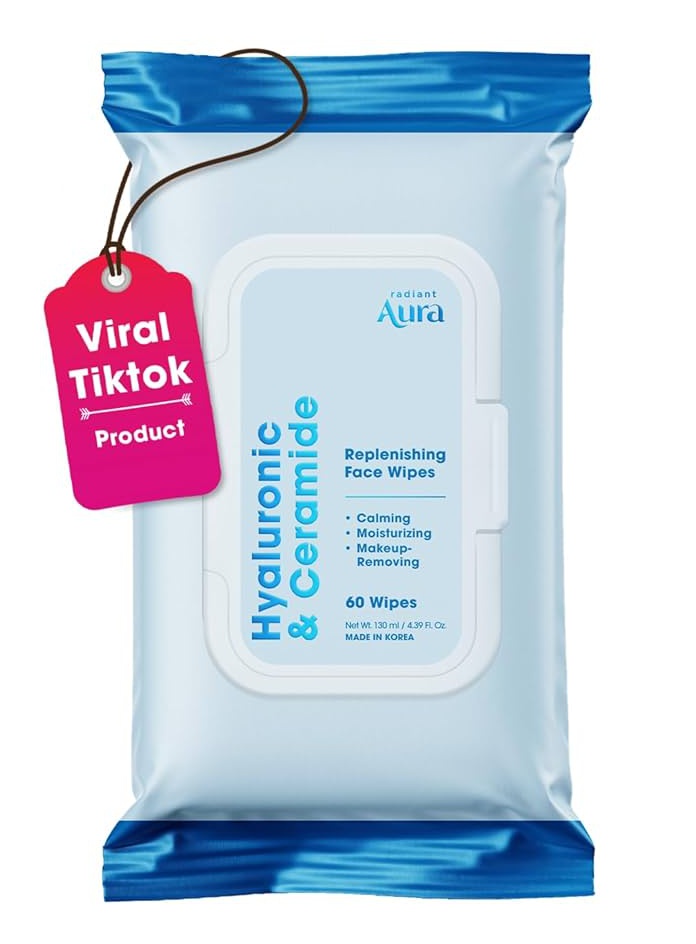 Radiant aura Hyaluronic & Ceramide Replenishing Face Wipes