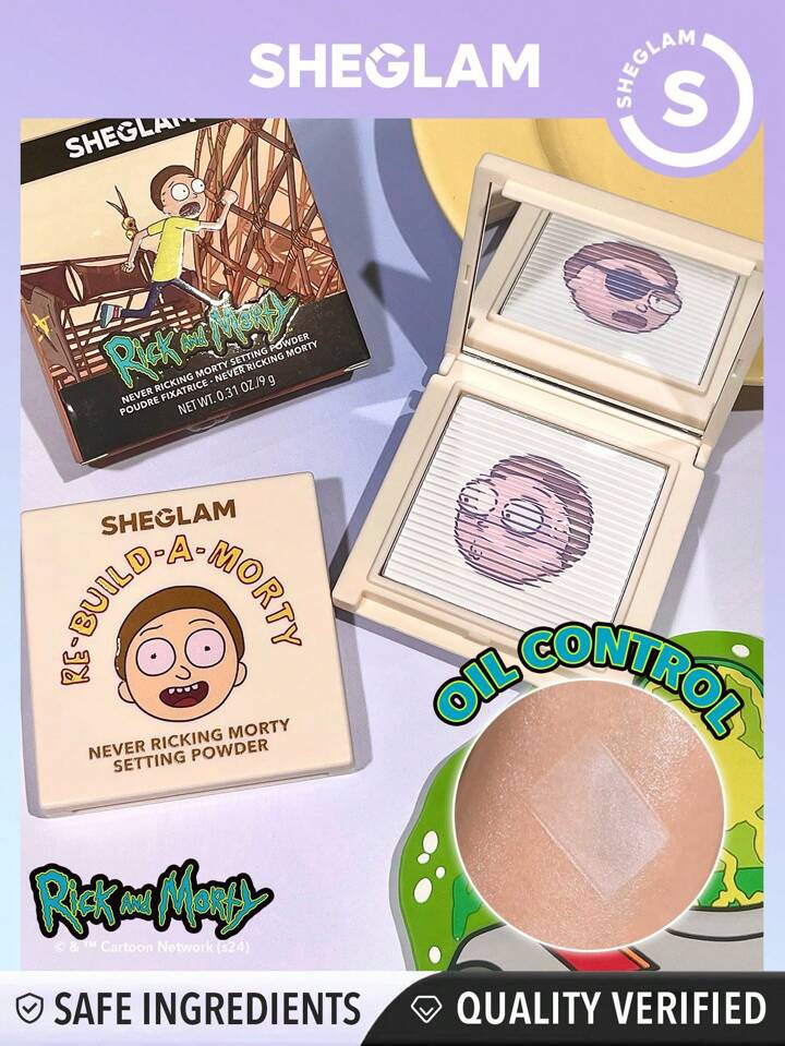 SheGlam Rick And Morty X Sheglam Never Ricking Morty Setting Powder Translucent Matte Finish Pressed Powder