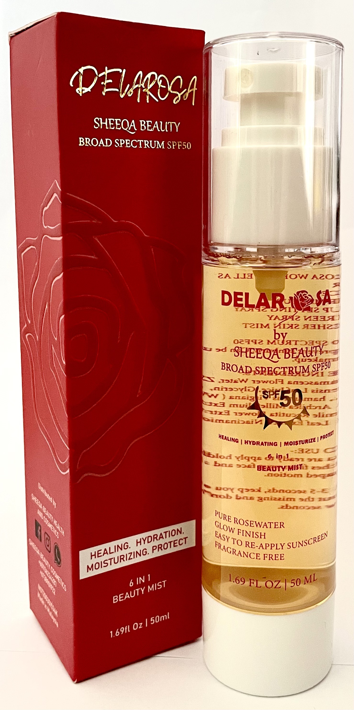 Sheeqa Beauty Delarosa 6in1 Beauty Mist Broad Spectrum SPF50