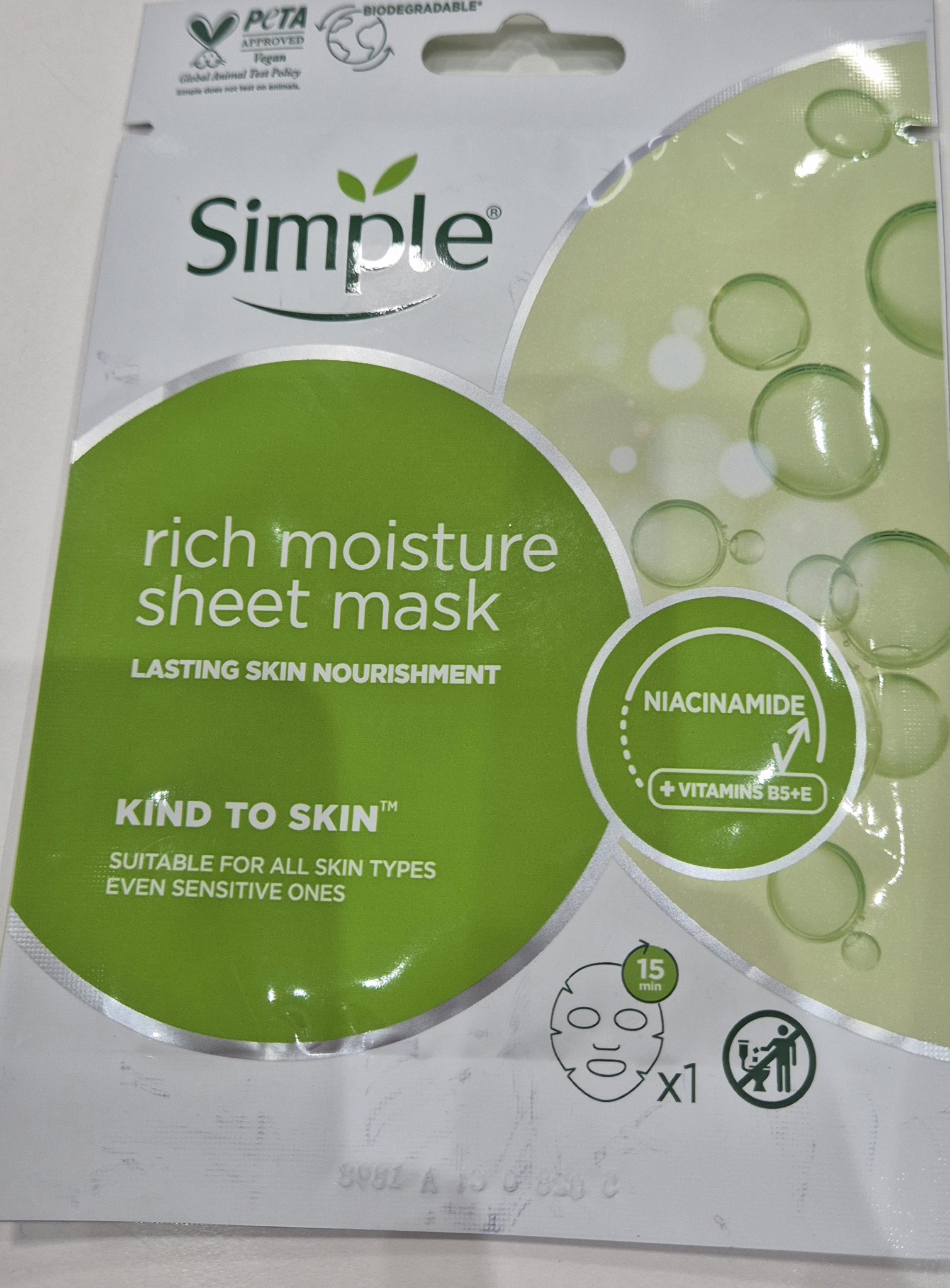 Simple Kind To Skin Rich Moisture Sheet Mask