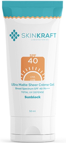 Skinkraft Ultra Matte Sheer Crème Sunscreen Gel SPF 40 Pa+++