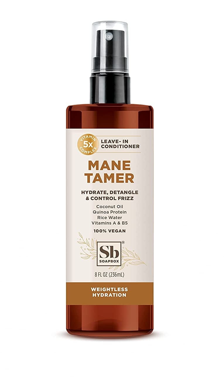 Soapbox Mane Tamer, Leave-in Conditioner Spray To Tame Frizz, Smooth Fly Aways, Hydrate, Add Shine & Detangle Dry, Damaged Hair, Paraben Free, Vegan (8oz)