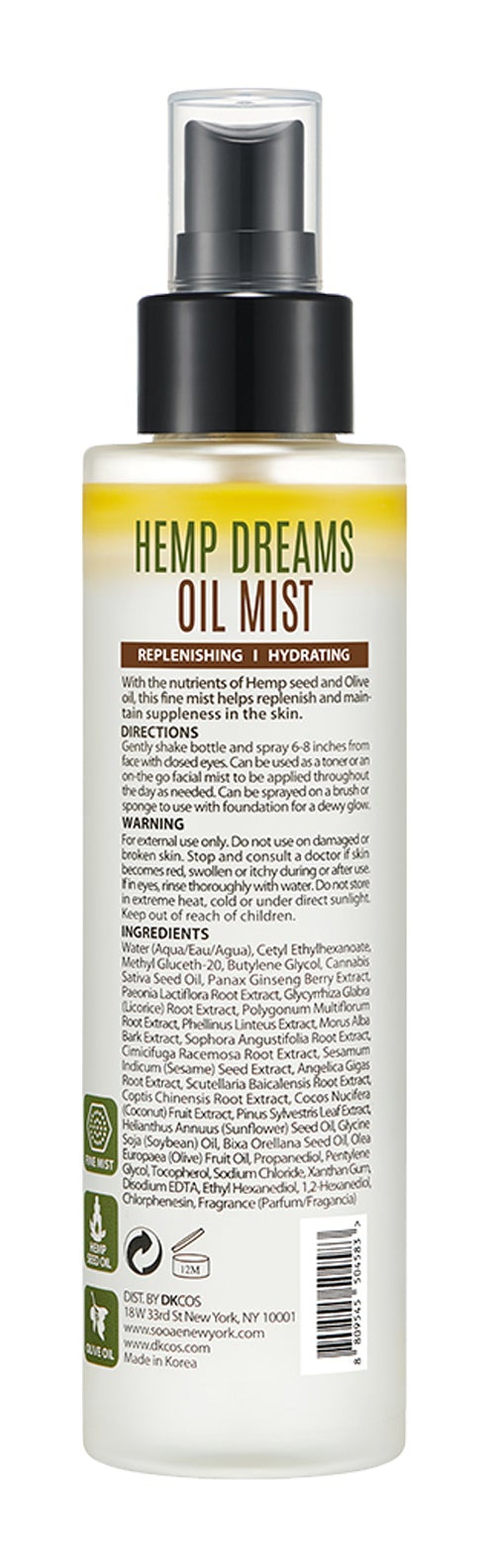 Soo’AE New York Hemp Dreams Oil Mist