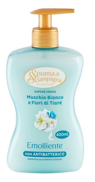 Spuma di Sciampagna Muschio Bianco E Fiori Di Tiaré Saponecrema Emolliente Antibatterica