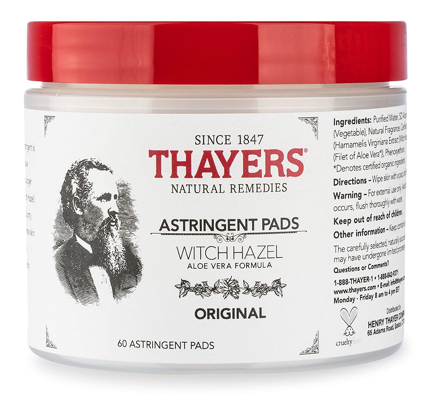 Thayers Original Witch Hazel Astringent Pads With Aloe Vera Formula