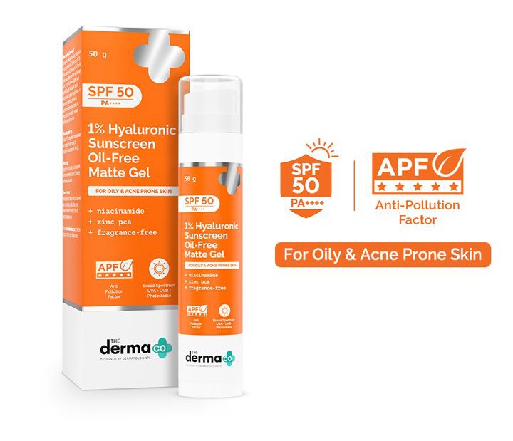 The derma CO 1% Hyaluronic Acid Sunscreen Oil Free Matte Gel