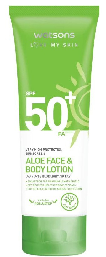 Watsons Love My Skin Very High Protection Sunscreen Aloe Face & Body Lotion SPF50+ Pa++++