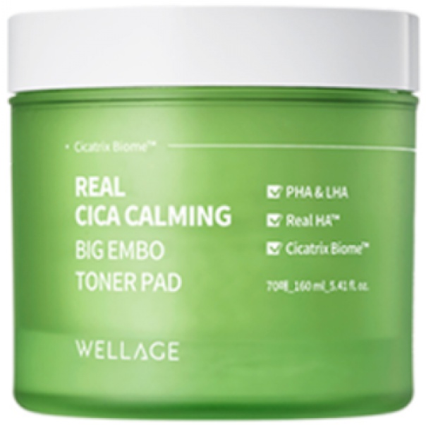Wellage Real Cica Calming Big Embo Toner Pad
