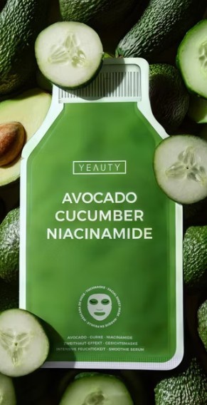 YEAUTY Facial Sheet Mask Avocado | Cucumber | Niacinamide