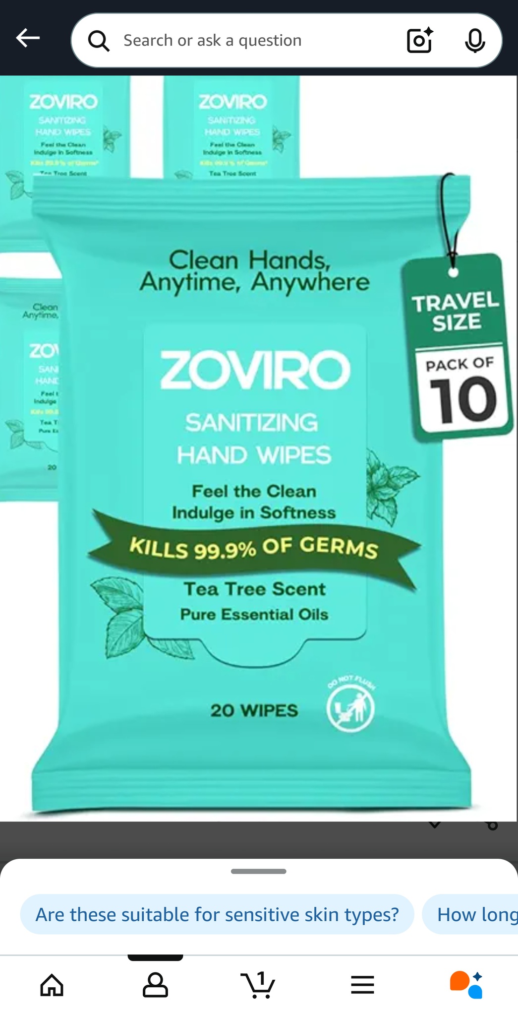 Zoviro Sanitizing Hand Wipes