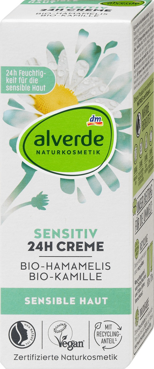 alverde Sensitive 24h Face Cream With Organic Witch Hazel And Organic Chamomile