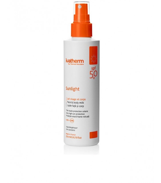 ivatherm Eau Thermale Herculane Sunlight High Sun Protection Milk, Face And Body Milk Spf 50+