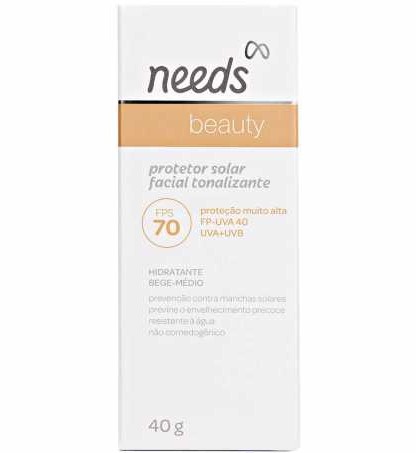 needs Protetor Solar Facial Needs Beauty Bege Claro FPS70 Com