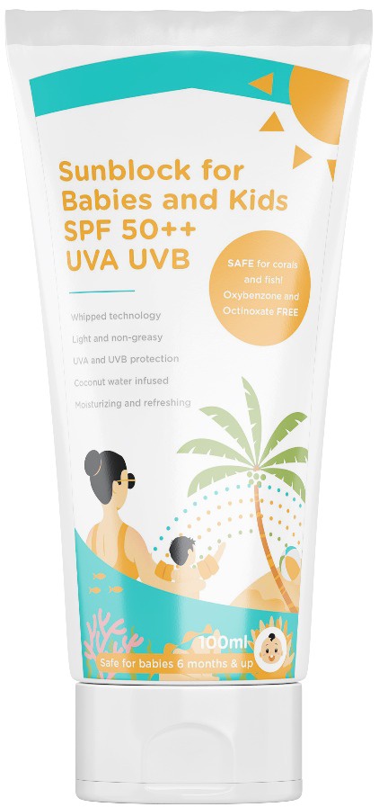 orange & peach Sunblock For Babies And Kids SPF50++ UVA UVB